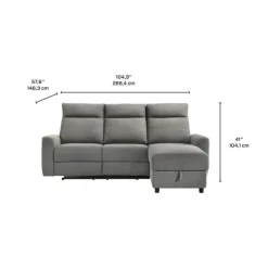 Power Reclining Sectional and Right-Side Chaise with Storage Grey Hot