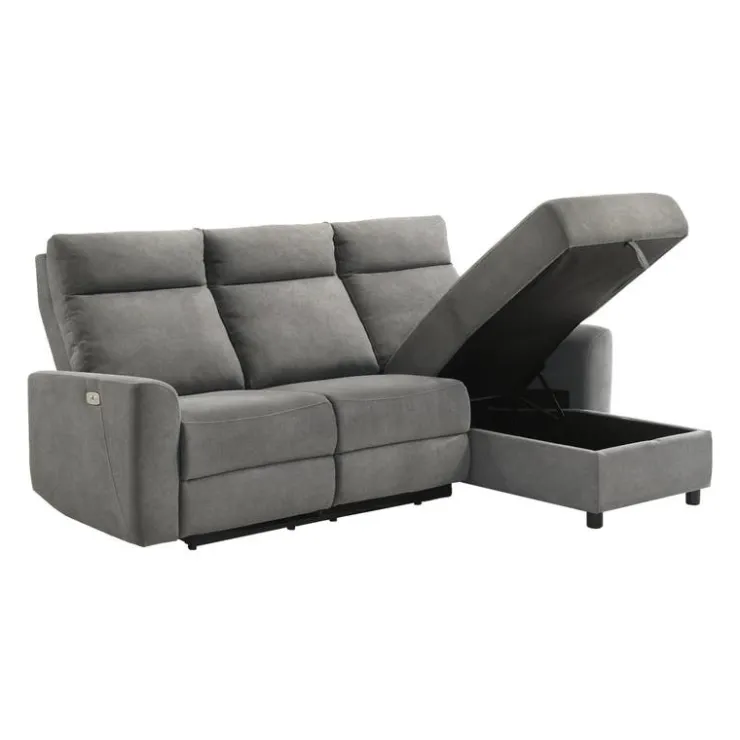 Power Reclining Sectional and Right-Side Chaise with Storage Grey Hot