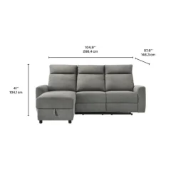 Power Reclining Sectional and Left-Side Chaise with Storage Grey Sale