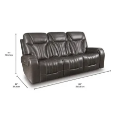 Power Reclining Sofa with Adjustable Headrests Grey Clearance