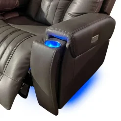 Power Reclining Sofa with Adjustable Headrests Grey Clearance