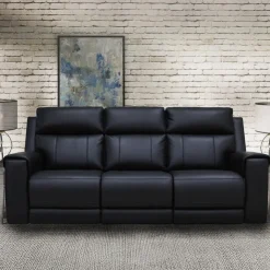 Power Reclining Sofa with Massage, Heat, and Fold-Down Backrest with Built-In Sound System Black Clearance