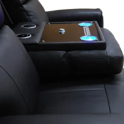 Power Reclining Sofa with Massage, Heat, and Fold-Down Backrest with Built-In Sound System Black Clearance
