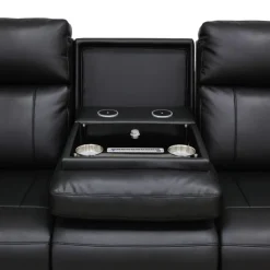 Power Reclining Sofa with Massage, Heat, and Fold-Down Backrest with Built-In Sound System Black Clearance