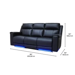 Power Reclining Sofa with Massage, Heat, and Fold-Down Backrest with Built-In Sound System Black Clearance