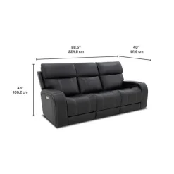 Power Reclining Sofa with Adjustable Headrests, Fold-Down Seat and Immersive Sound System Black Online