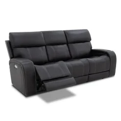 Power Reclining Sofa with Adjustable Headrests, Fold-Down Seat and Immersive Sound System Black Online