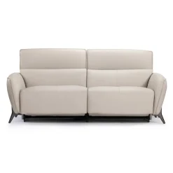 HTL Power Reclining Sofa with Adjustable Headrests - Genuine Leather Oatmeal Beige Discount
