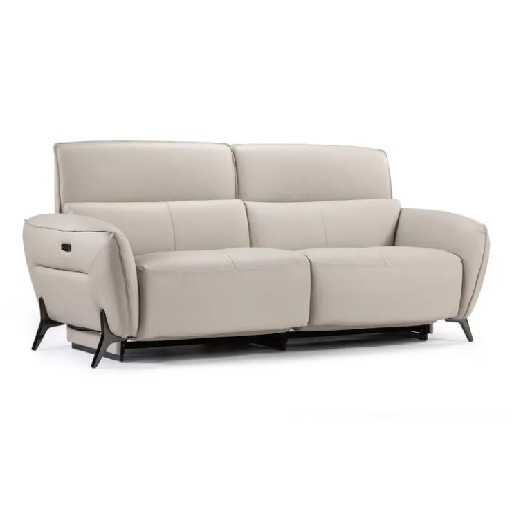 HTL Power Reclining Sofa with Adjustable Headrests - Genuine Leather Oatmeal Beige Discount