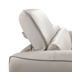 HTL Power Reclining Sofa with Adjustable Headrests - Genuine Leather Oatmeal Beige Discount