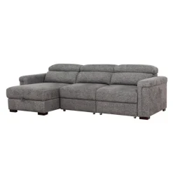 Power Sectional Bed with Sliding Seats and Storage Chaise Grey Clearance