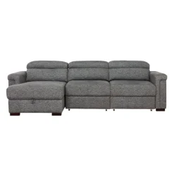 Power Sectional Bed with Sliding Seats and Storage Chaise Grey Clearance