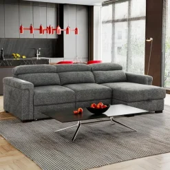 Power Sectional Bed with Sliding Seats and Storage Chaise Grey Sale