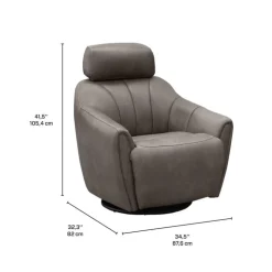 Power Swivel Recliner with Built-In Audio System - Grey Hot