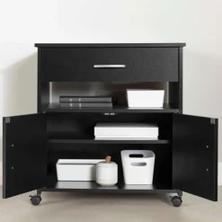 Meubles South Shore Printer Cart on Wheels - South Shore PURE BLACK Clearance