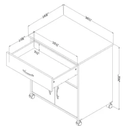 Meubles South Shore Printer Cart on Wheels - South Shore PURE BLACK Clearance