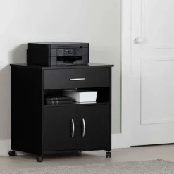 Meubles South Shore Printer Cart on Wheels - South Shore PURE BLACK Clearance