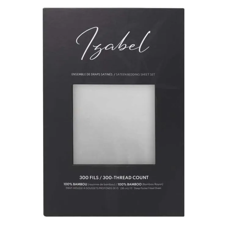 Queen Bamboo Bed Sheet Set - Cement Grey Clearance