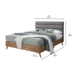 Queen Bed (60") Light grey/French oak Discount