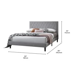 Queen Bed (60") Greyish/Beige Outlet
