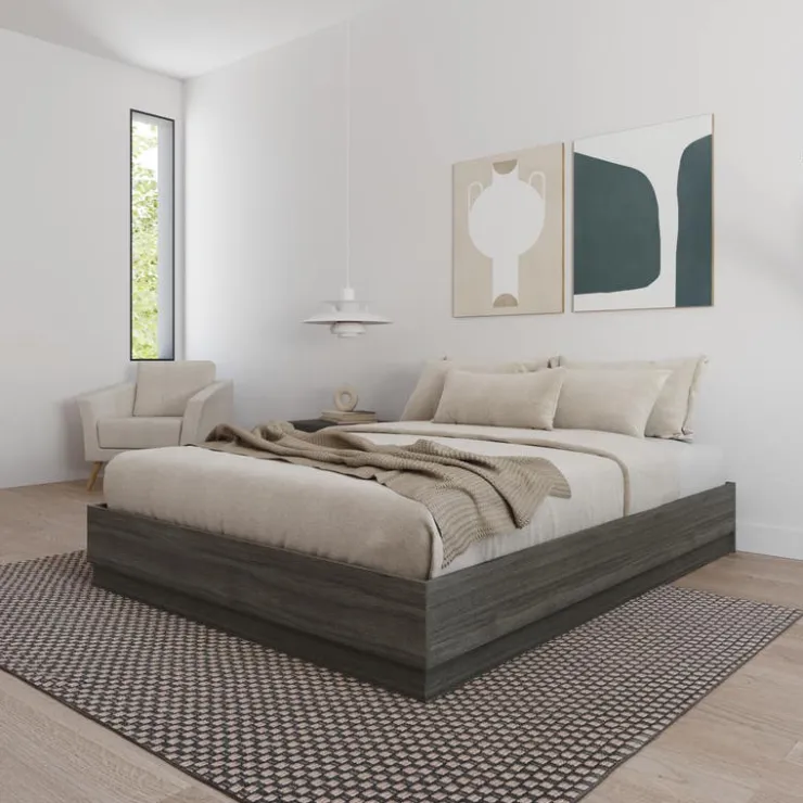 Nexera Queen Bed (60") - Grey Oak Outlet