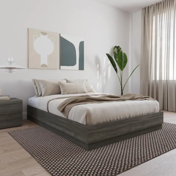 Nexera Queen Bed (60") - Grey Oak Outlet