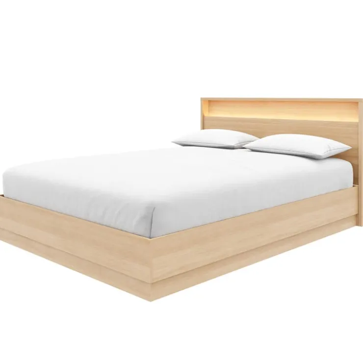 Nexera Queen Bed and Headboard with Integrated Light (60") - Natural Blonde Oak Online