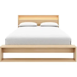Nexera Queen Bed and Headboard with Integrated Light (60") - Natural Blonde Oak Online