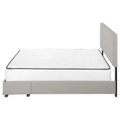 Monarch Queen Bed with 2-Drawer Storage and Headboard (60") - Grey Clearance