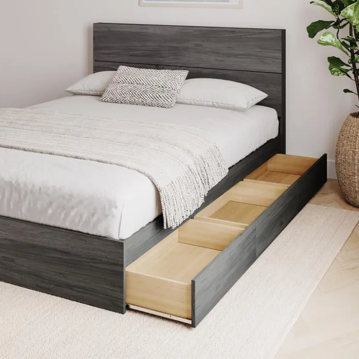Nexera Queen Bed with 3-Drawer Storage (60") - Bark Grey Sale