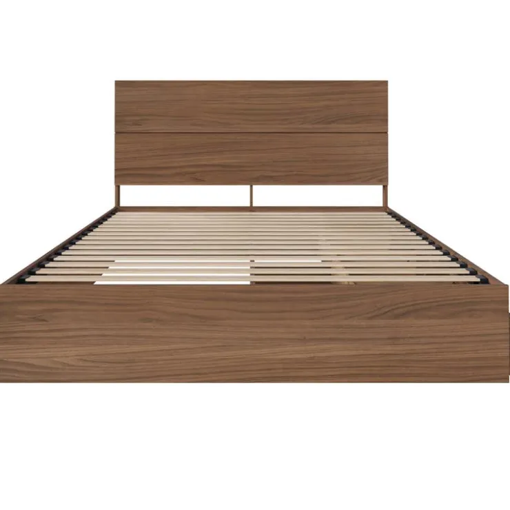 Nexera Queen Bed with 3-Drawer Storage and Headboard (60") - Brown Clearance
