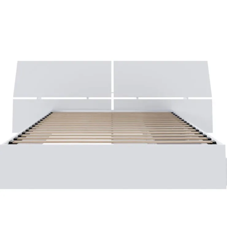 Nexera Queen Bed with 3-Drawer Storage and Headboard (60") - White