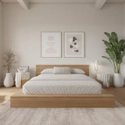 Nexera Queen Bed with Headboard (60") - Brown Oak Hot