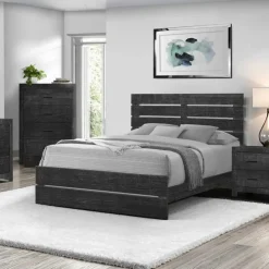 Monarch Queen Bed with Headboard (60") - Grey Clearance