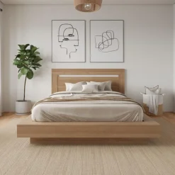 Nexera Queen Bed with Headboard (60") - Brown Oak Clearance