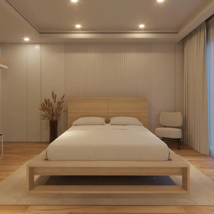 Nexera Queen Bed with Headboard (60") - Natural Blonde Oak Online