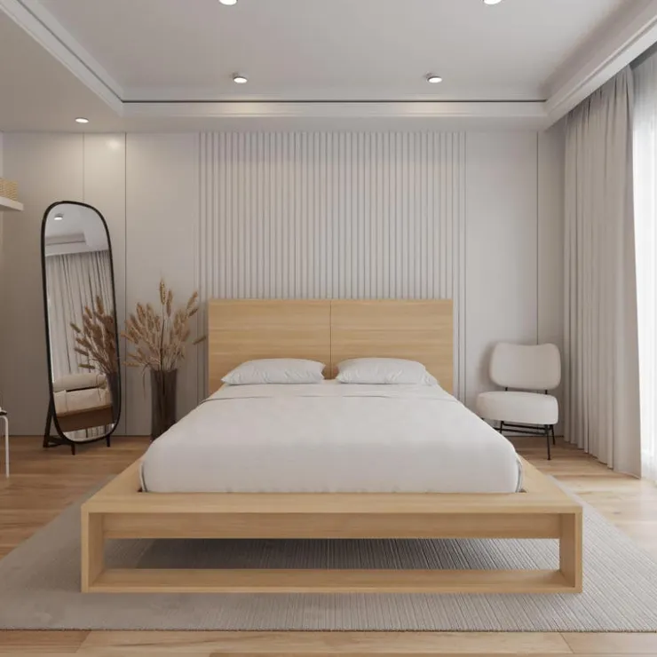 Nexera Queen Bed with Headboard (60") - Natural Blonde Oak Online