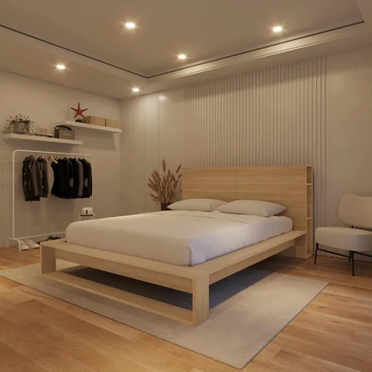 Nexera Queen Bed with Headboard (60") - Natural Blonde Oak Online