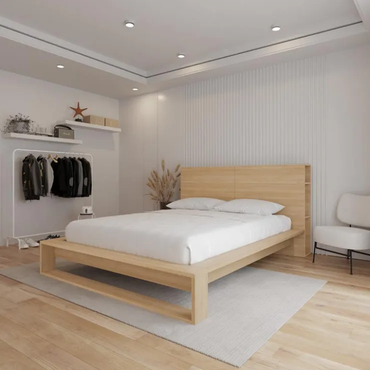 Nexera Queen Bed with Headboard (60") - Natural Blonde Oak Online