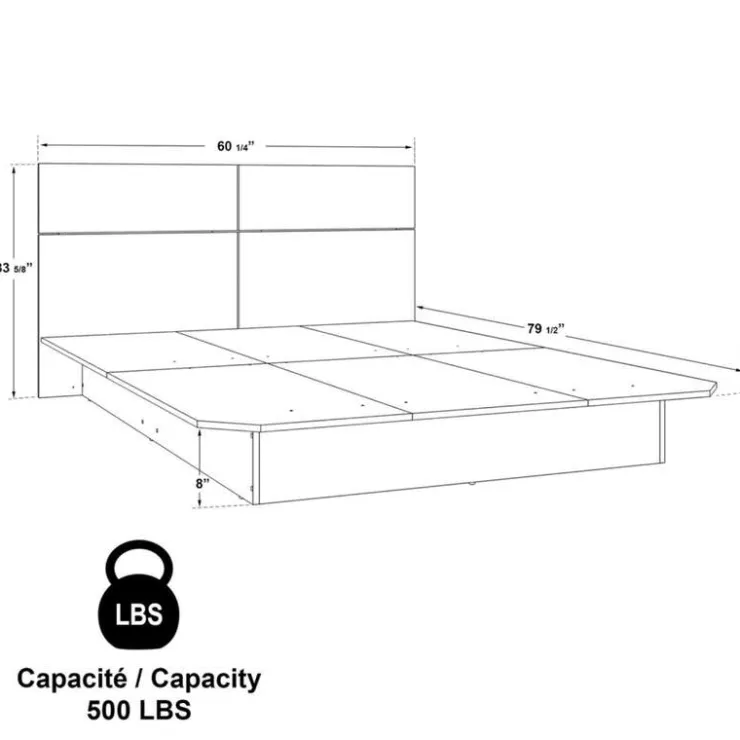 SUA-V Queen Bed with Headboard (60") Fashionista Sale
