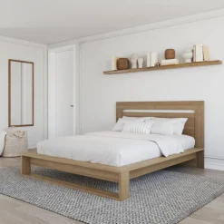 Nexera Queen Bed with Headboard (60") - Brown Oak Clearance