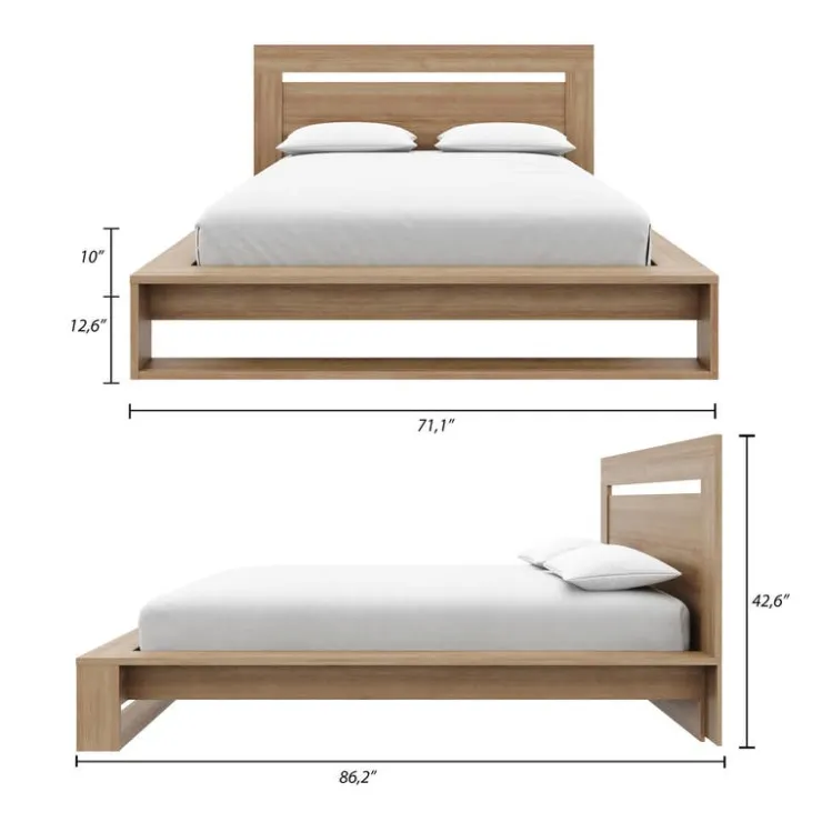 Nexera Queen Bed with Headboard (60") - Brown Oak Clearance