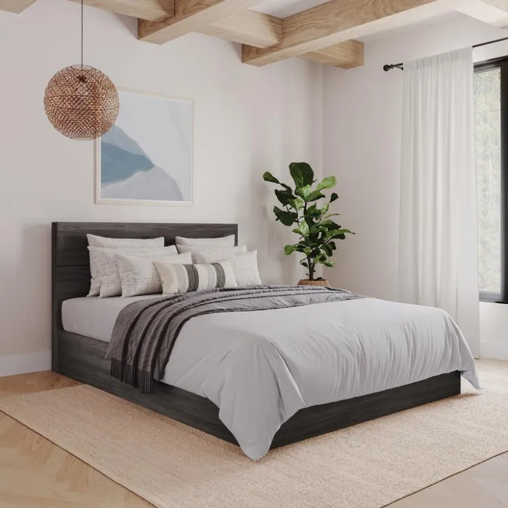 Nexera Queen Bed with Headboard (60") - Grey Hot