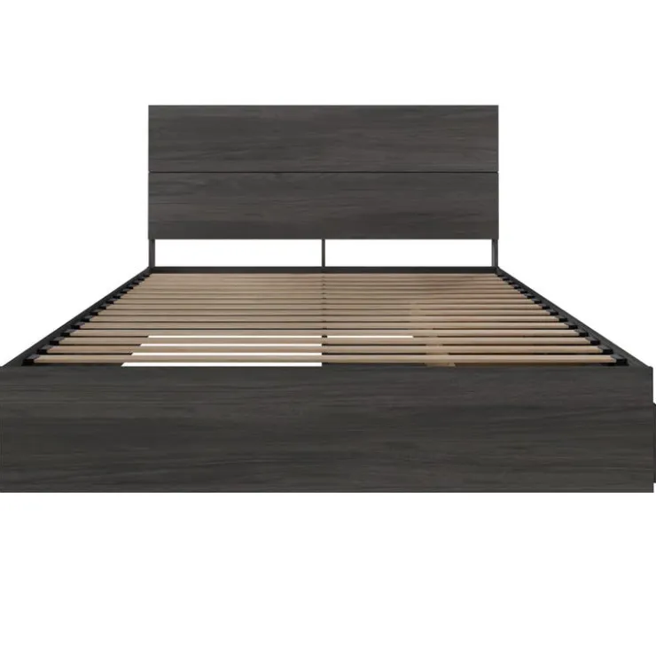 Nexera Queen Bed with Headboard (60") - Grey Hot
