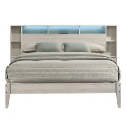 Queen Bed with LED, Wireless Charger, USB and Storage - 60