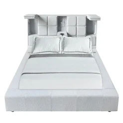 Queen Bed with Reading Lights and Console (60") Grey Clearance