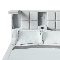 Queen Bed with Reading Lights and Console (60") Grey Clearance