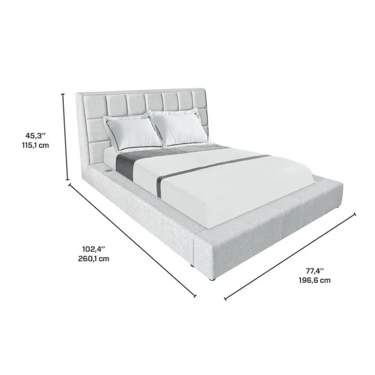Queen Bed with Reading Lights and Console (60") Grey Clearance