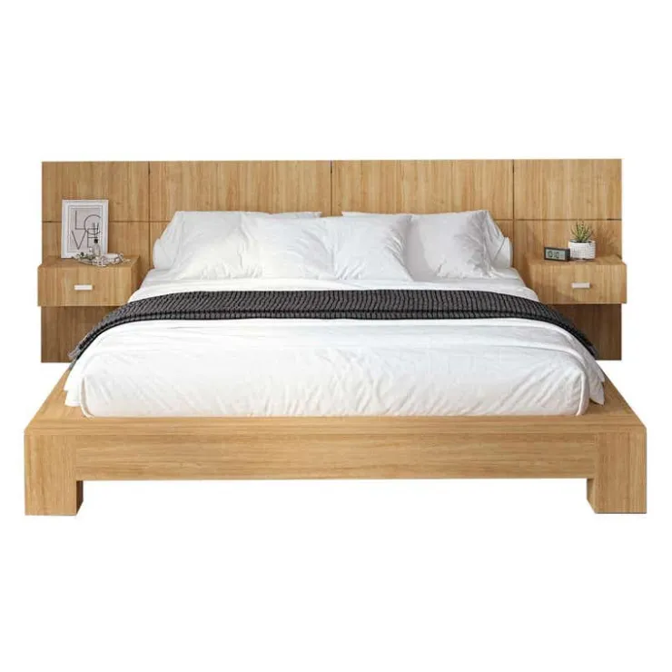 SUA-V Queen Bed with Wall Units and Nightstands (60") Natural Discount