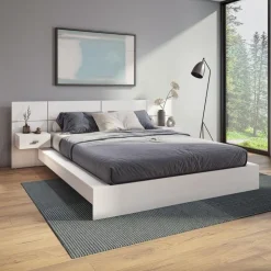 SUA-V Queen Bed with Wall Units & Nightstands (60") White Discount